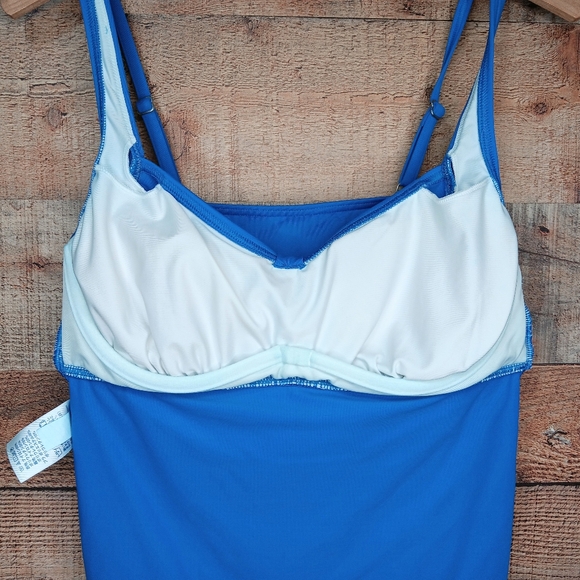 Lands' End Swimsuit Bathing Suit Blue Tankini Two Piece Size 8 Built In Bra Wire - Picture 4 of 11